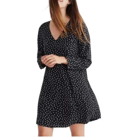 Madewell Star Silk Button Back Dress - Black - Small - Picture 1 of 15